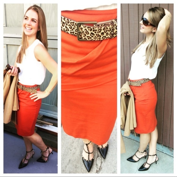 CAbi Dresses & Skirts - CAbi Burnt Orange Overlay Skirt